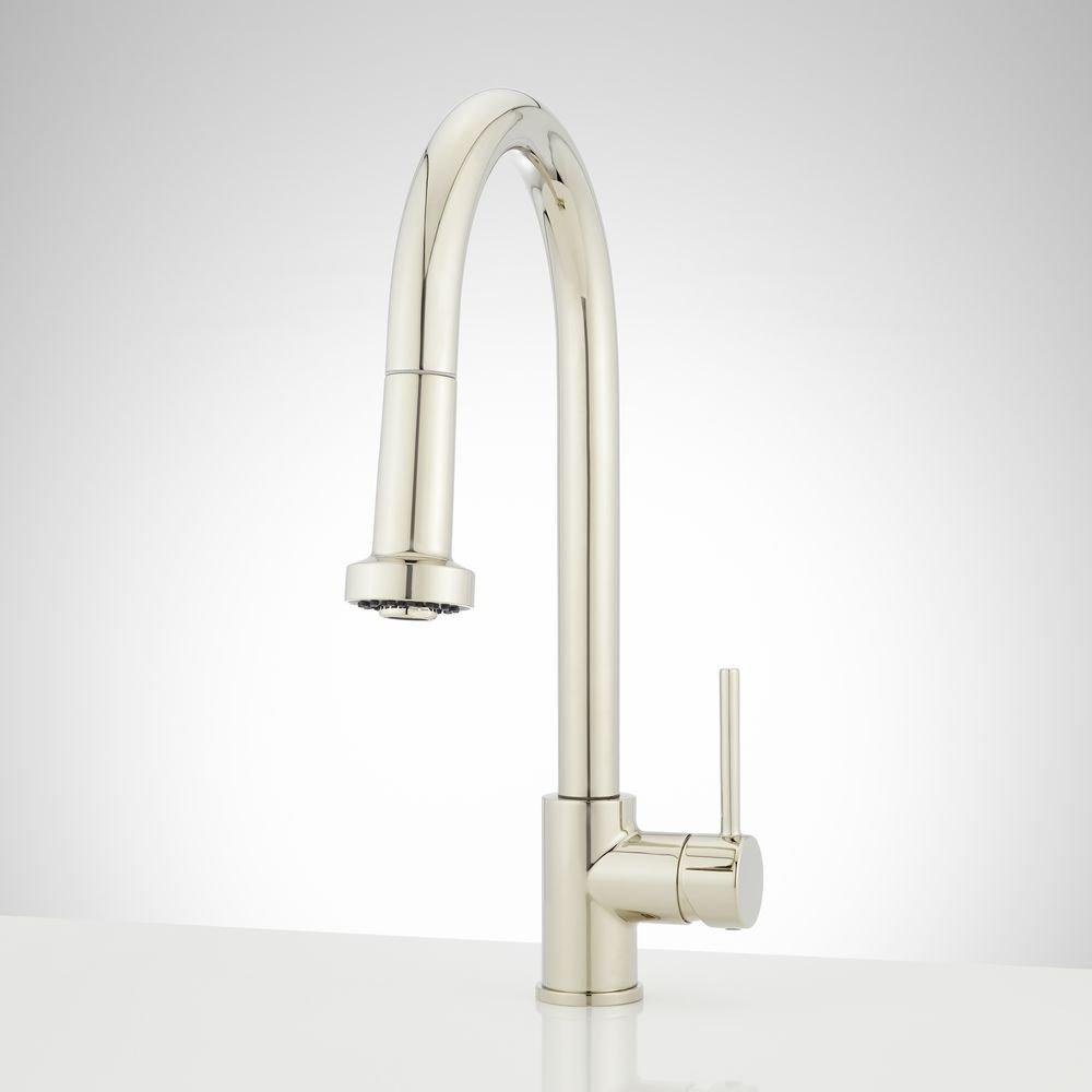 Signature Hardware Polished Nickel Single Handle Pull Down Kitchen Faucet 
