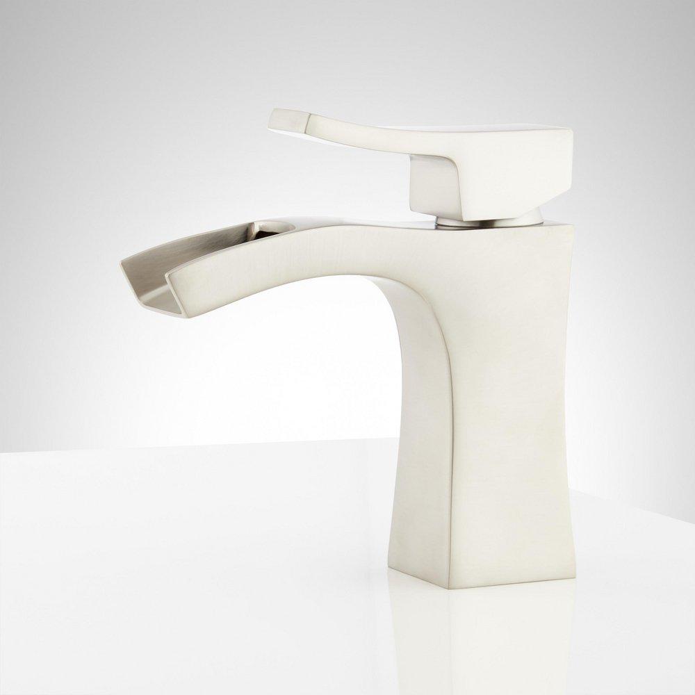 Signature Hardware Brushed Nickel Single Handle Waterfall Bathroom Sink Faucet 
