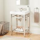 24 CONSOLE SINK WITH MODERN TOP 8 WIDESPREAD POLISHED STAINLESS STEEL 