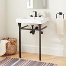 24-1/8 x 20-3/8 in. Rectangular Console Bathroom Sink in White with Matte Black Legs