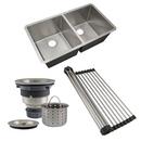 Design House 32 x 18 in. 2 Hole 2 Bowl Undermount Kitchen Sink 