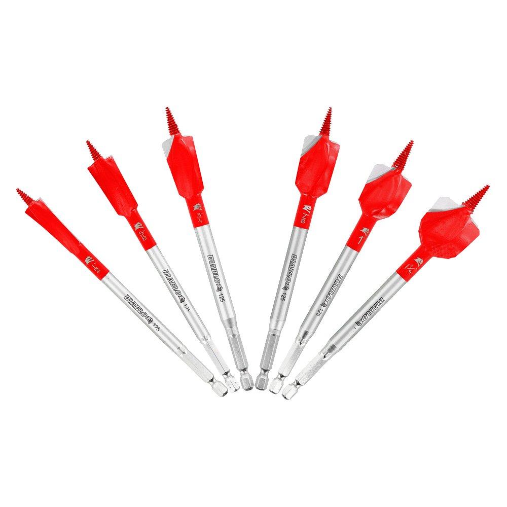 Diablo Tools Red 1/2 - 1-1/4 in. Hex Impact Drill Bit 6-Piece 