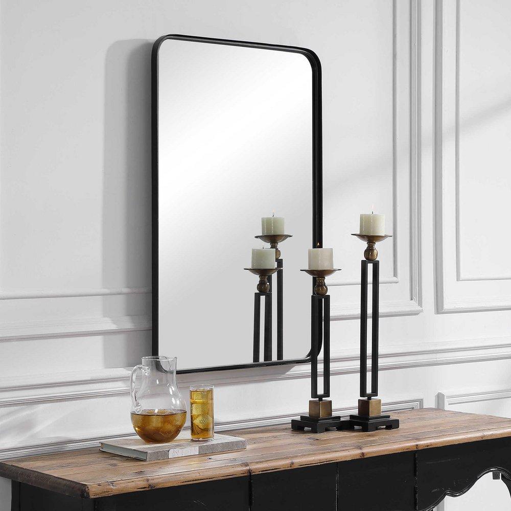Uttermost Satin Black 1 in. Mirror Rectangular in Blacks 