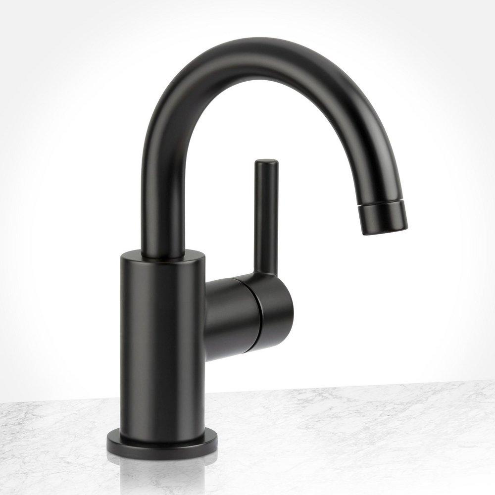 Single Handle Monoblock Bathroom Sink Faucet in Flat Black 