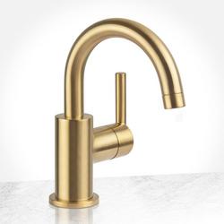 Single Handle Monoblock Bathroom Sink Faucet in Brushed Gold