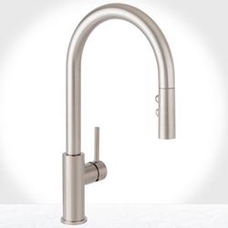 Single Handle Pull Down Kitchen Faucet in Stainless Steel