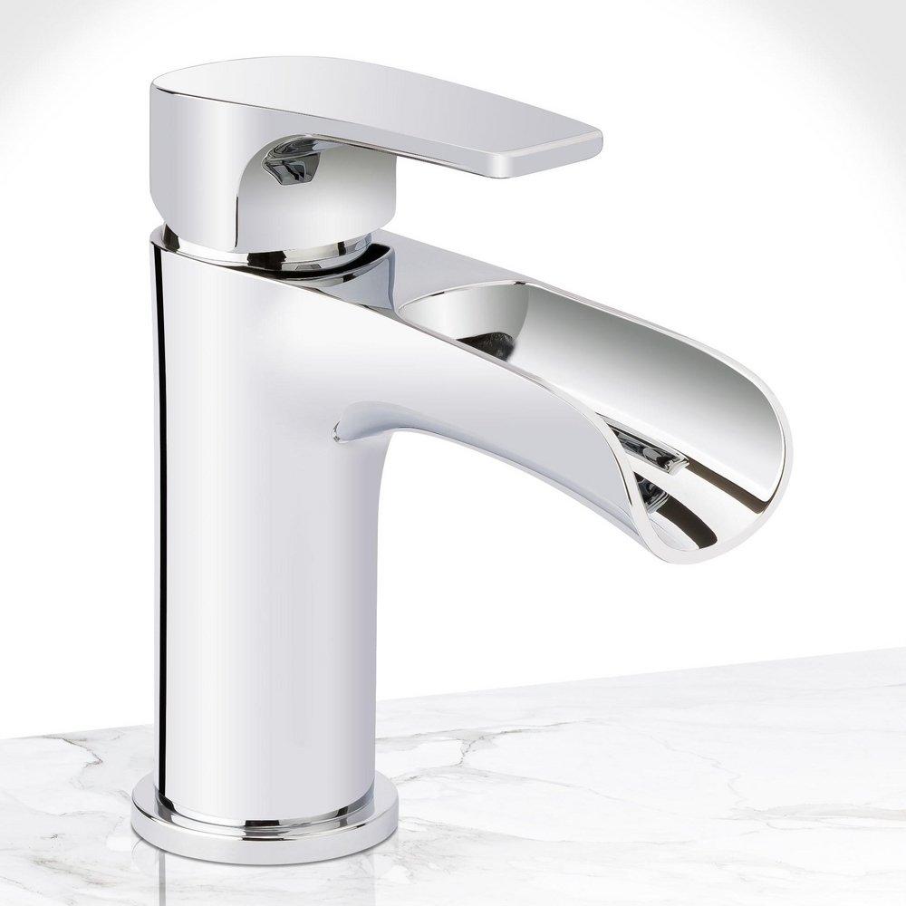 Single Handle Monoblock Bathroom Sink Faucet in Brushed Nickel 