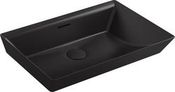 23 in. Vessel Mount Rectangular Vitreous China Bathroom Sink in Honed Black