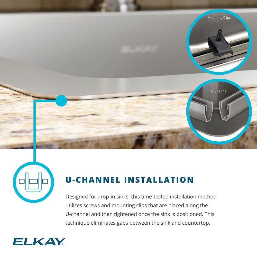 Elkay Chrome 33 x 22 in. 1 Hole Stainless Steel Dual Mount Kitchen Sink Kit 