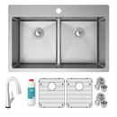 Elkay Chrome 33 x 22 in. 1 Hole Stainless Steel Dual Mount Kitchen Sink Kit 