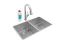 Elkay Chrome 31-1/2 x 18-1/2 in. No Hole 2 Bowl Undermount Kitchen Sink Kit 