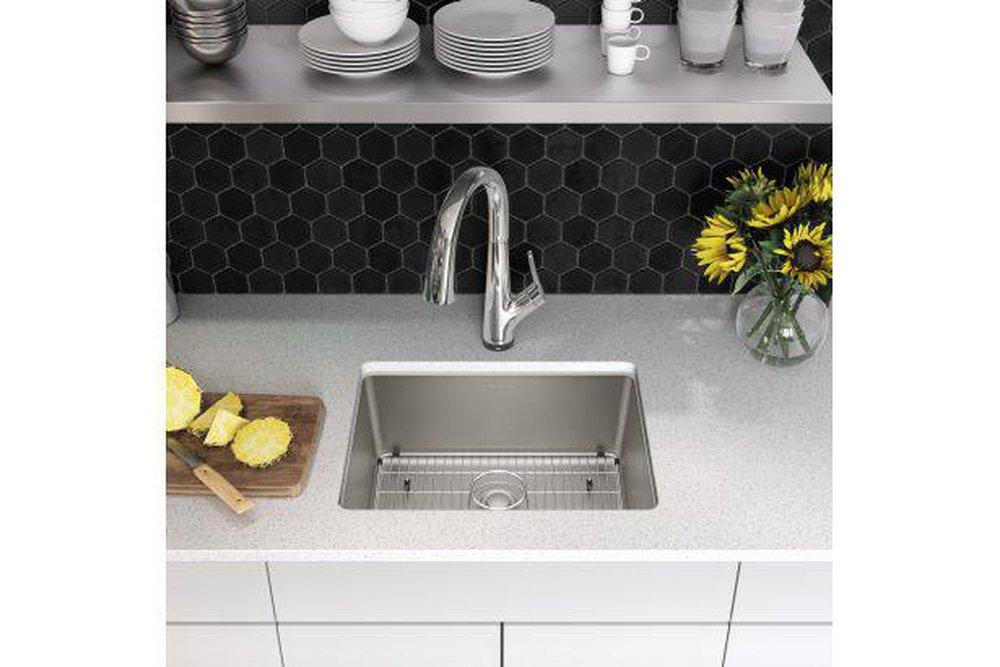 Elkay Chrome 23-1/2 x 18-1/4 in. No Hole 1 Bowl Undermount Kitchen Sink Kit 