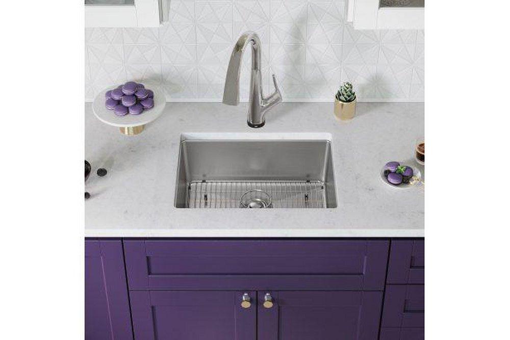 Elkay Chrome 23-1/2 x 18-1/4 in. No Hole 1 Bowl Undermount Kitchen Sink Kit 