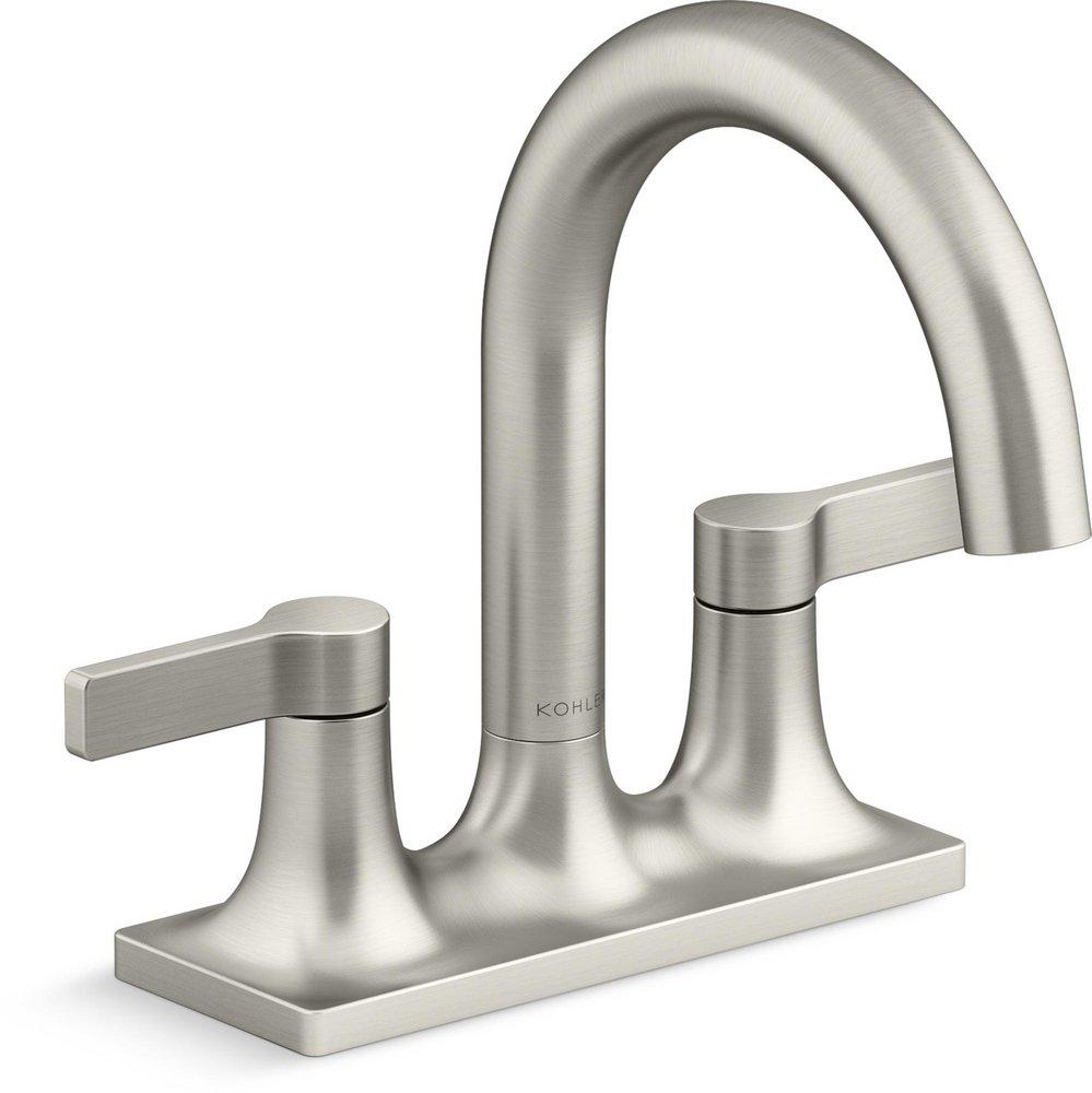 KOHLER Vibrant® Brushed Nickel Two Handle Centerset Bathroom Sink Faucet 