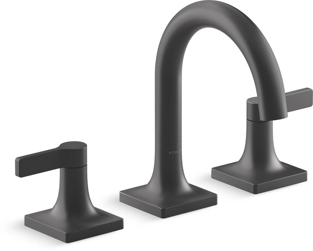 KOHLER Matte Black Two Handle Widespread Bathroom Sink Faucet 