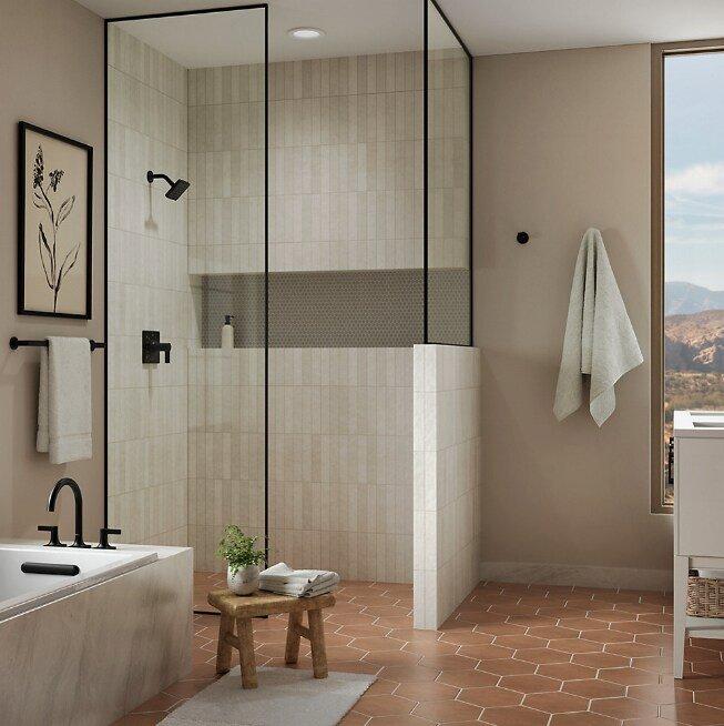 KOHLER Matte Black Two Handle Roman Tub Faucet (Trim Only) 