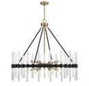 41 x 45 in. 60W 1-Tier 12-Light Incandescent Mid-century Modern Chandelier in Matte Black with Warm Brass