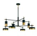 15 x 42 in. 7W 2-Tier 8-Light LED Contemporary and Modern Chandelier in Matte Black with Warm Brass