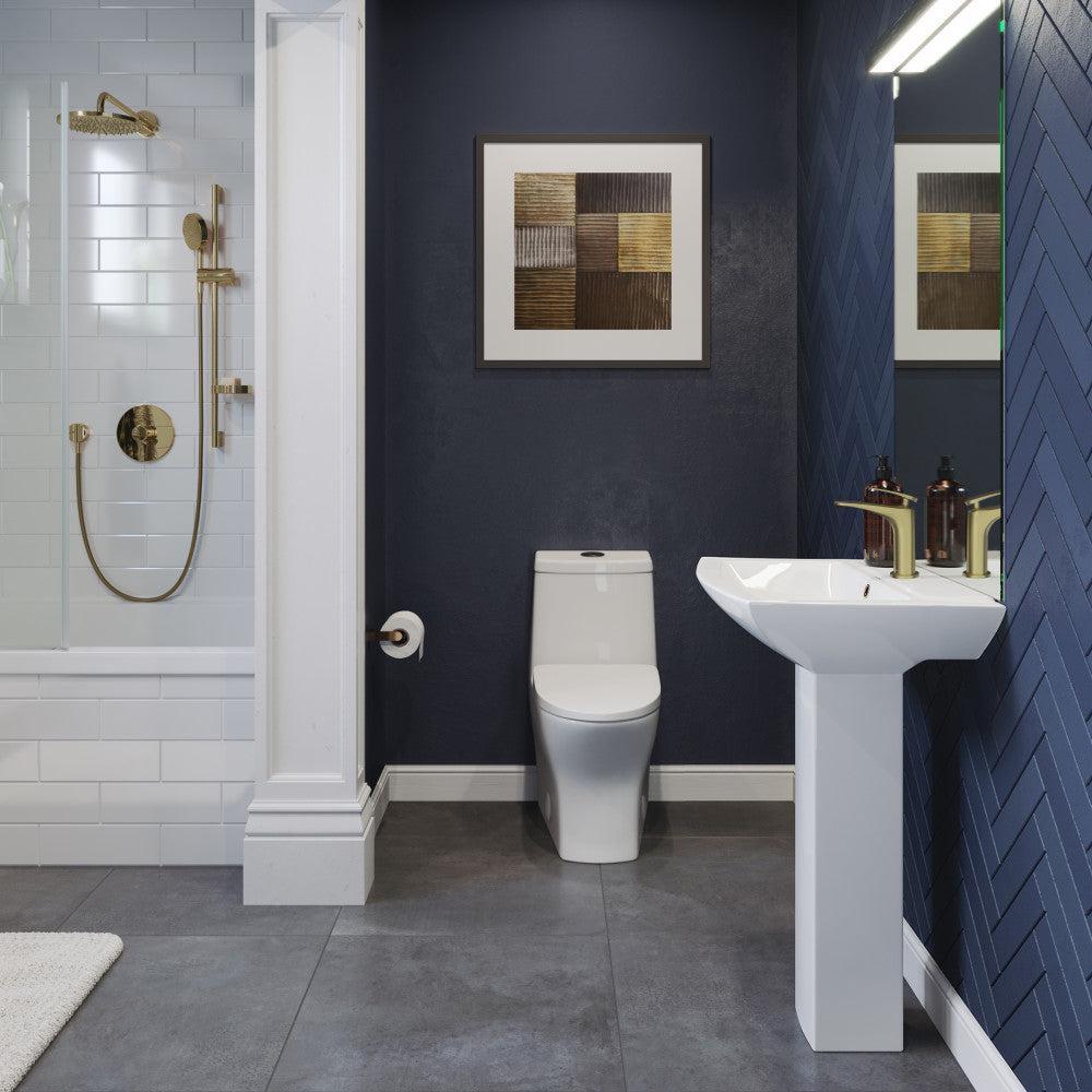 Swiss Madison Glossy White 1.1/1.6 gpf Dual Flush Round One Piece Toilet 