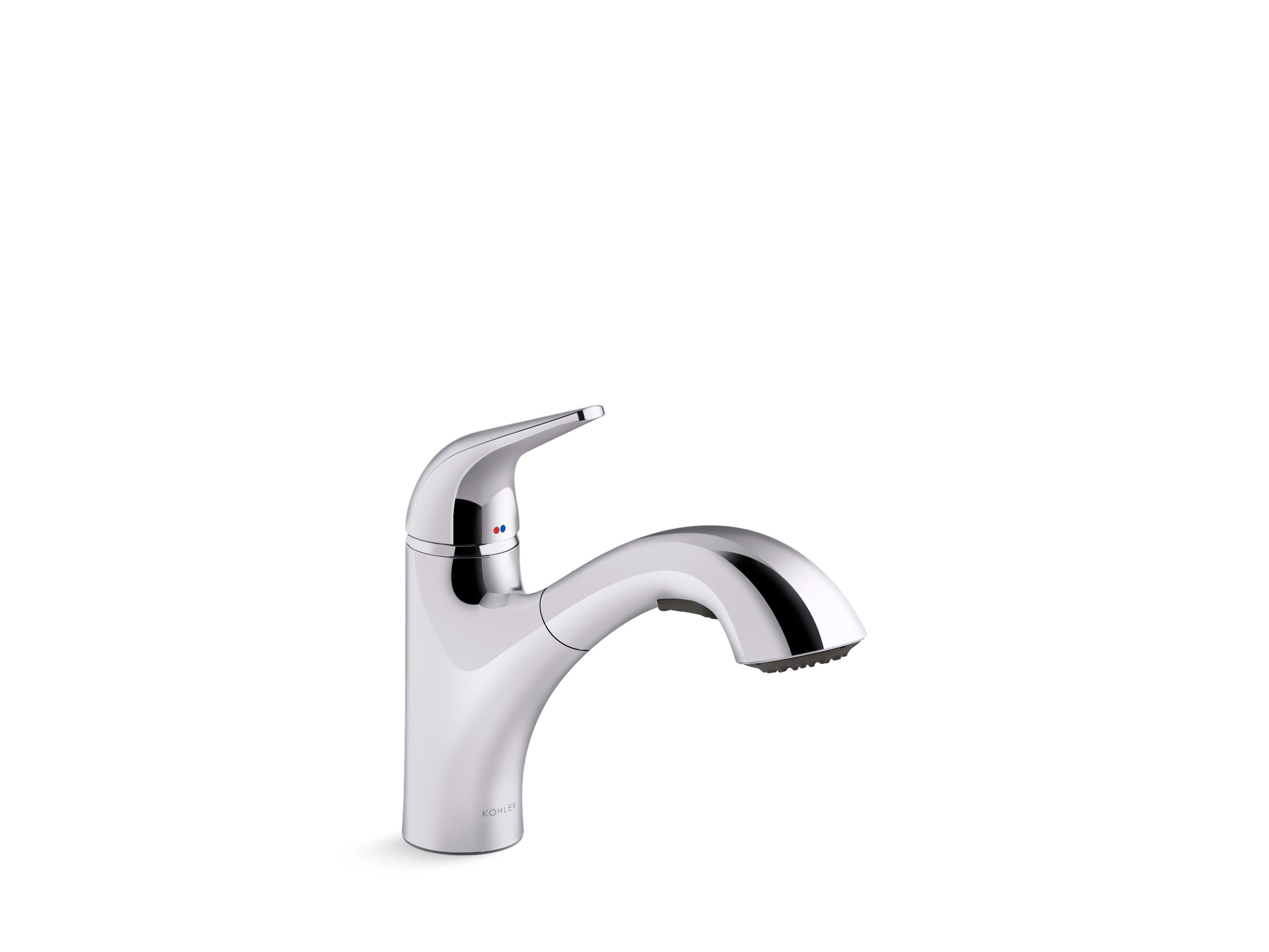 KOHLER Polished Chrome Single Handle Pull Out Kitchen Faucet 