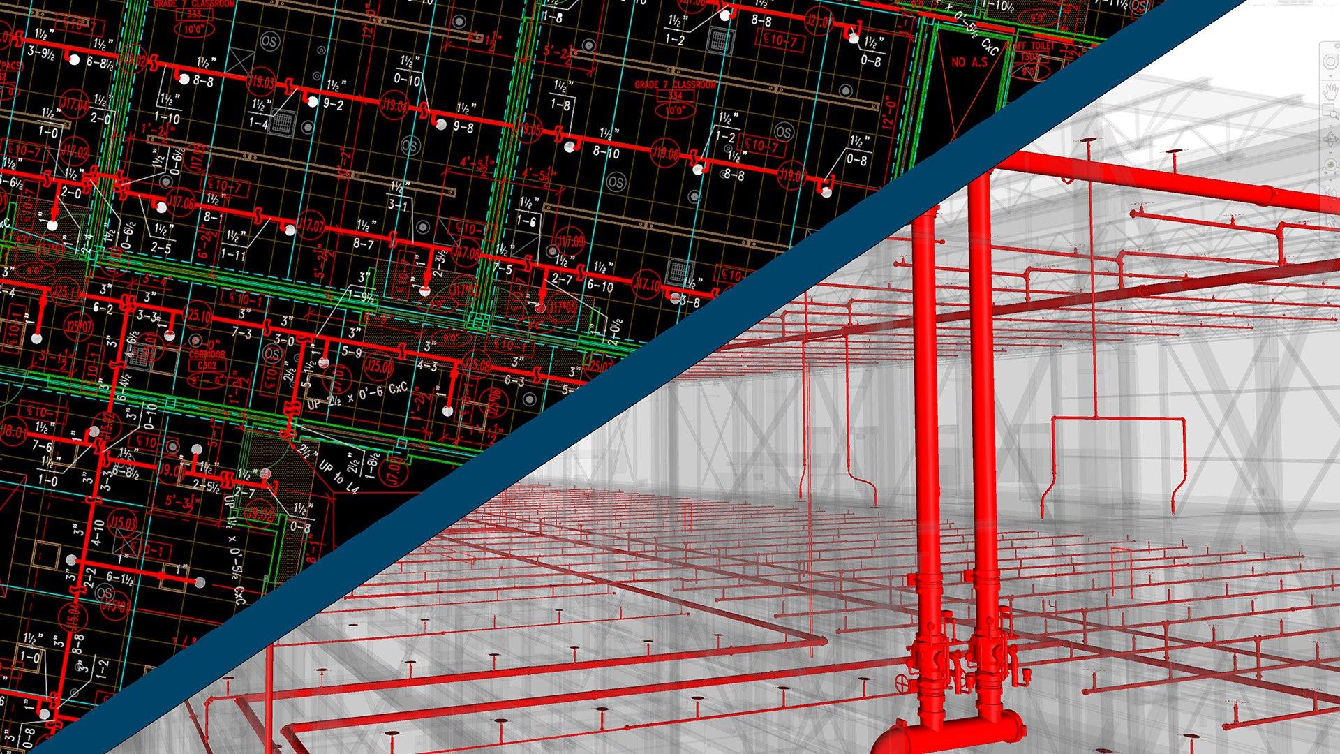 Illustration of a fire sprinkler system.