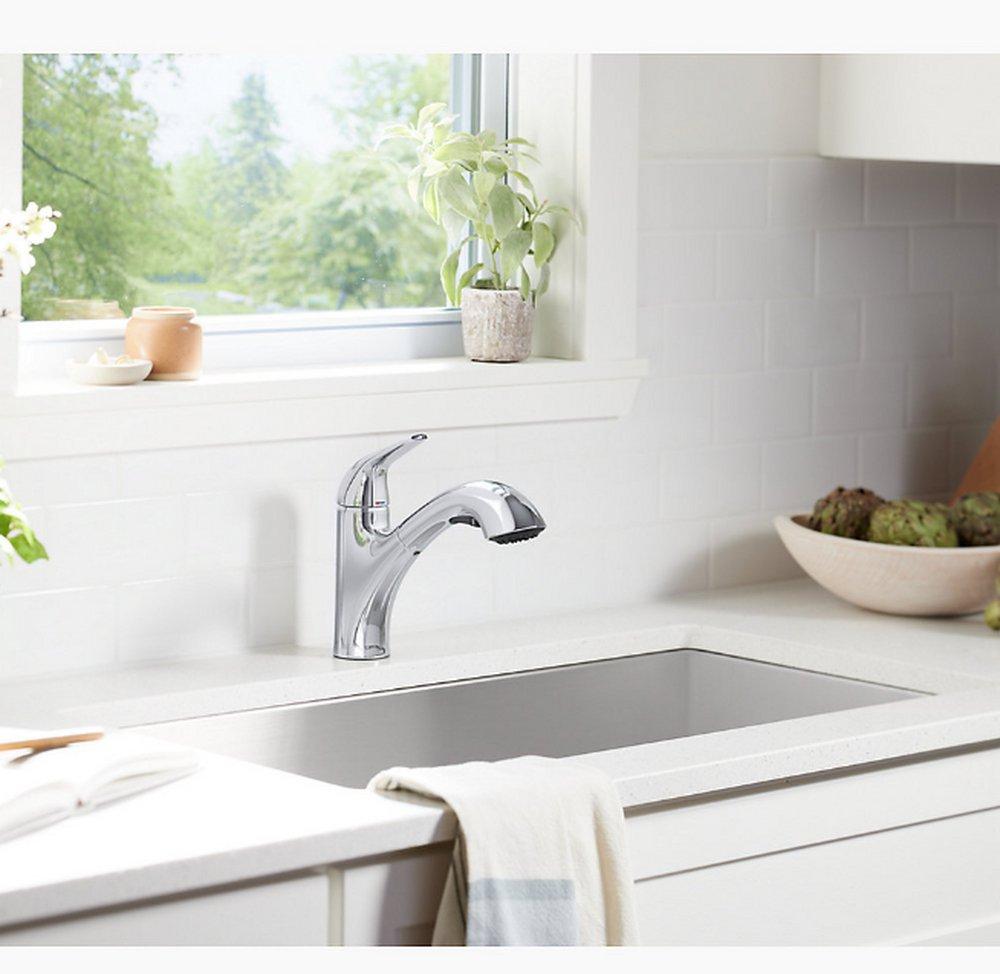 KOHLER Vibrant&trade; Stainless Single Handle Pull Out Kitchen Faucet 