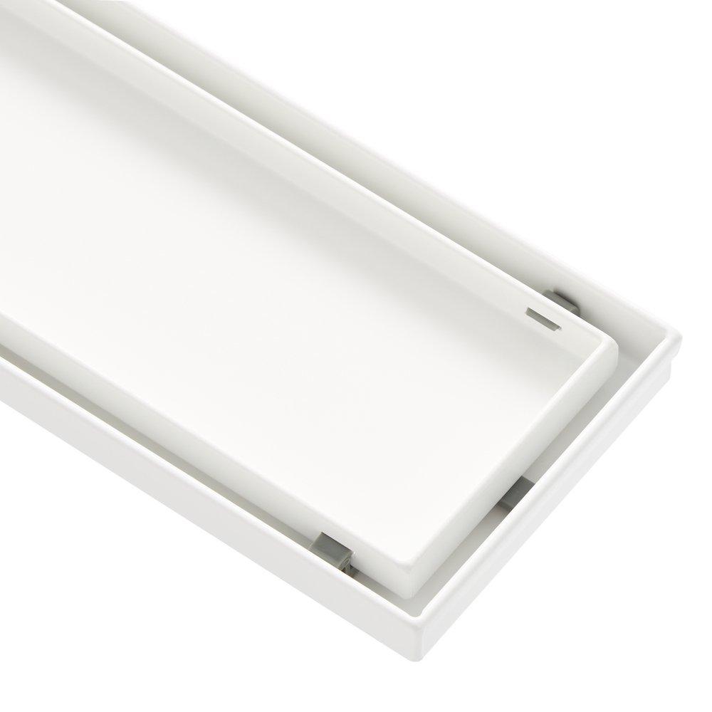 32 LINEAR TILEIN SHOWER DRAIN WITH DRAIN FLANGE MATTE WHITE 