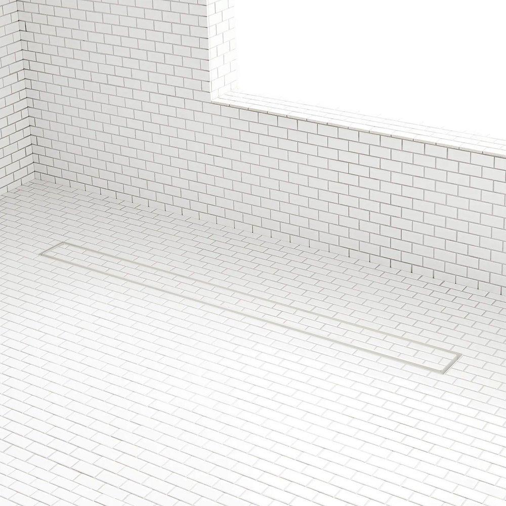 40 LINEAR TILEIN SHOWER DRAIN WITH DRAIN FLANGE MATTE WHITE 