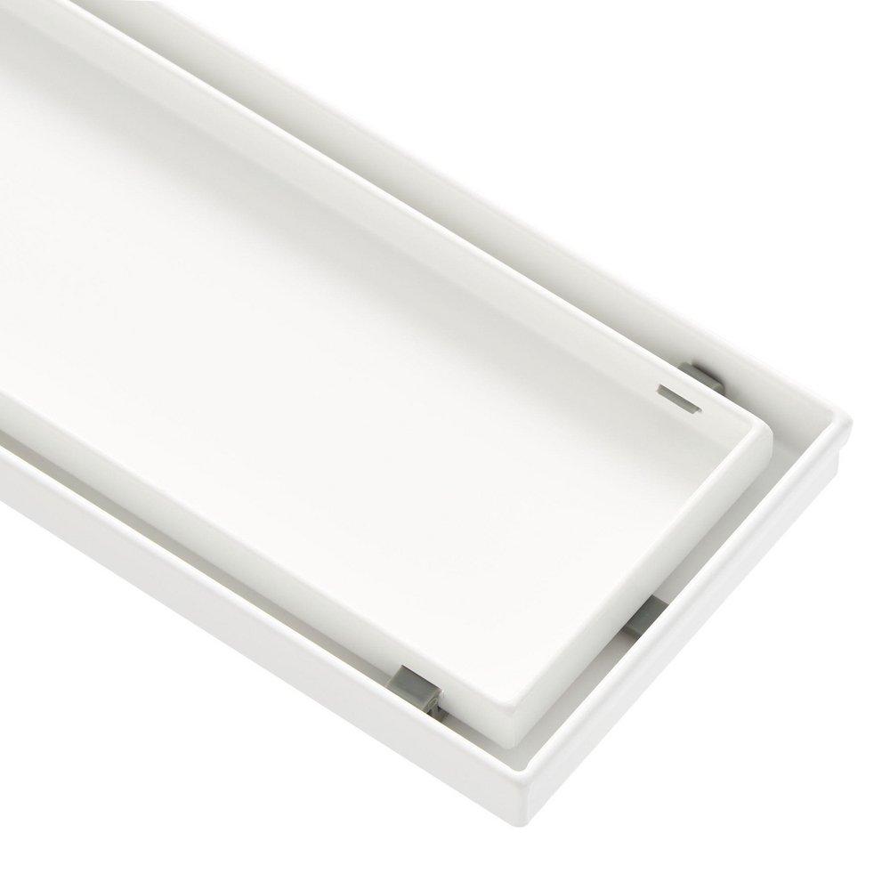 Signature Hardware Matte White 40 in. Linear Shower Drain with Drain Flange 