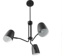 27 x 60 in. 60W 3-Light 1-Tier Incandescent Mid-century Modern and Scandinavian Chandelier in Matte Black
