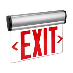 13 in. Red LED Single Face Edge-Lit Exit Sign with Brushed Aluminum Housing