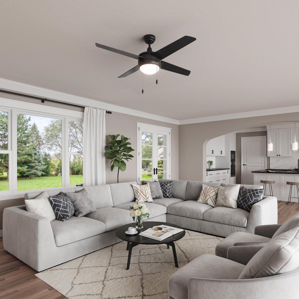 50 in. 4-Blade Indoor Ceiling Fan in Matte Black 