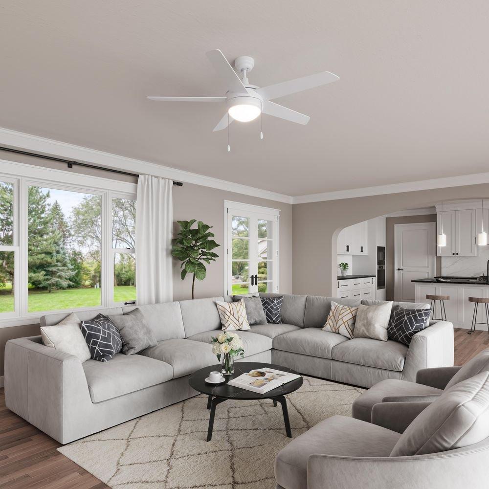 50 in. 5-Blade Indoor LED Ceiling Fan in White/White 