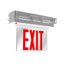 14 in. Red LED Recessed Double-Face Exit Sign with White Housing