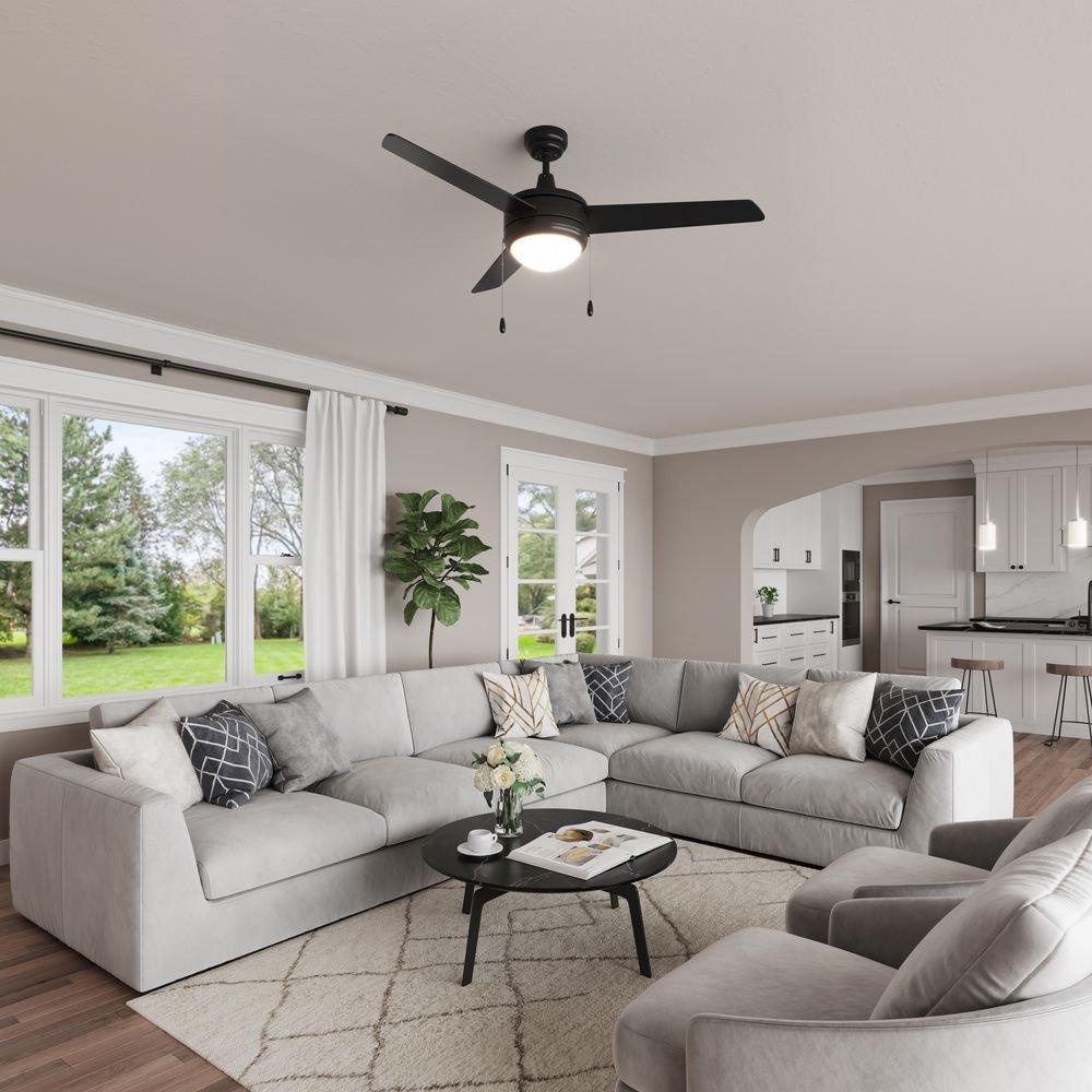 50 in. 3-Blade Indoor LED Ceiling Fan in Matte Black/Matte Black 