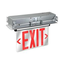 14 in. Red LED Recessed Double-Face Exit Sign with Brushed Aluminum Housing