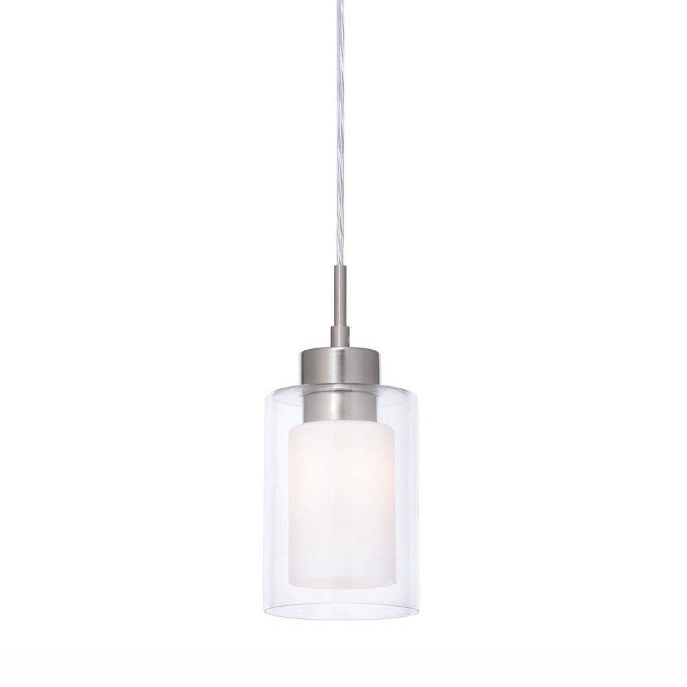 Iris Opal Glass Pendant Light in Brushed Nickel 