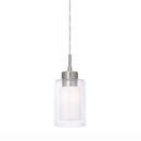 Iris Opal Glass Pendant Light in Brushed Nickel 