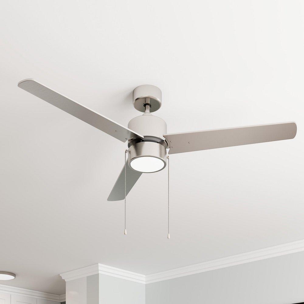 52 in. 3-Blade Indoor Ceiling Fan in Brushed Nickel 