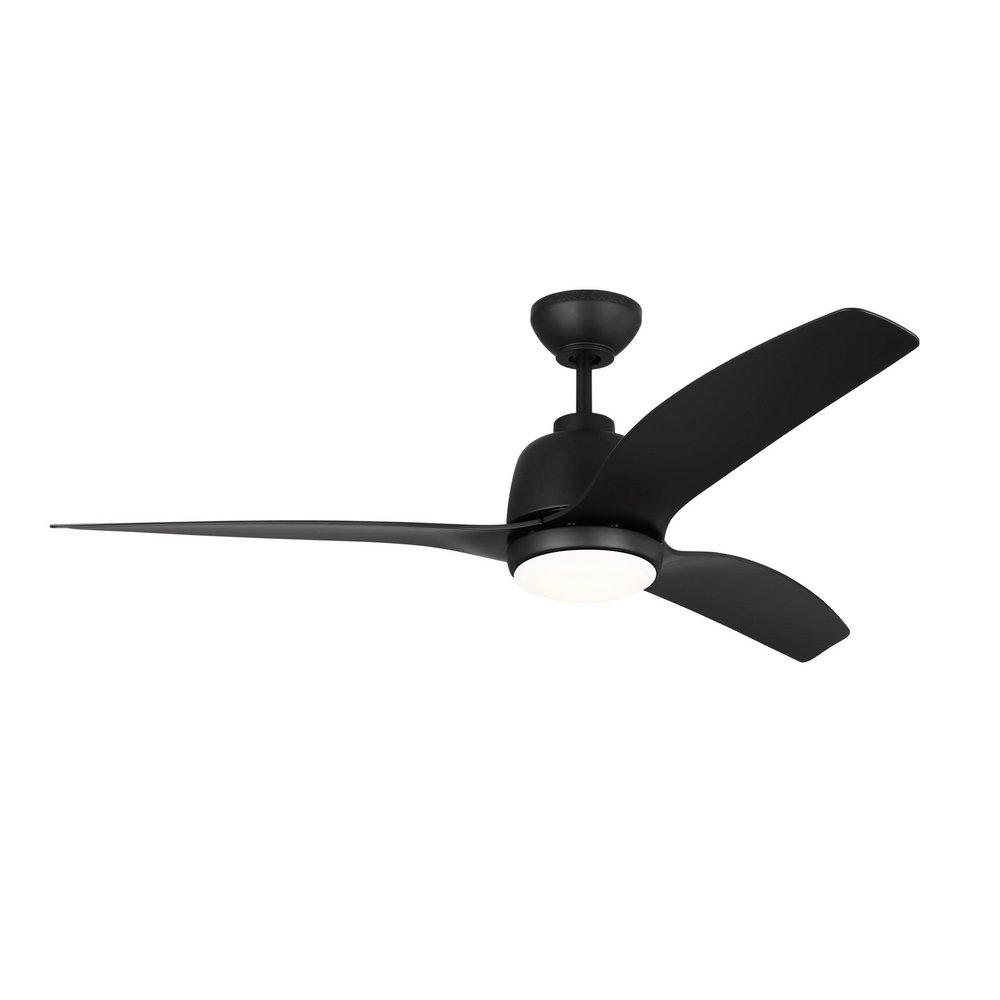 AVILA 54 DIMMABLE INTEGRATED LED INDOOR/OUTDOOR COASTAL BLACK CEILING FAN WITH LIGHT KIT REMOTE CONTROL AND REVERSIBLE MOTOR 