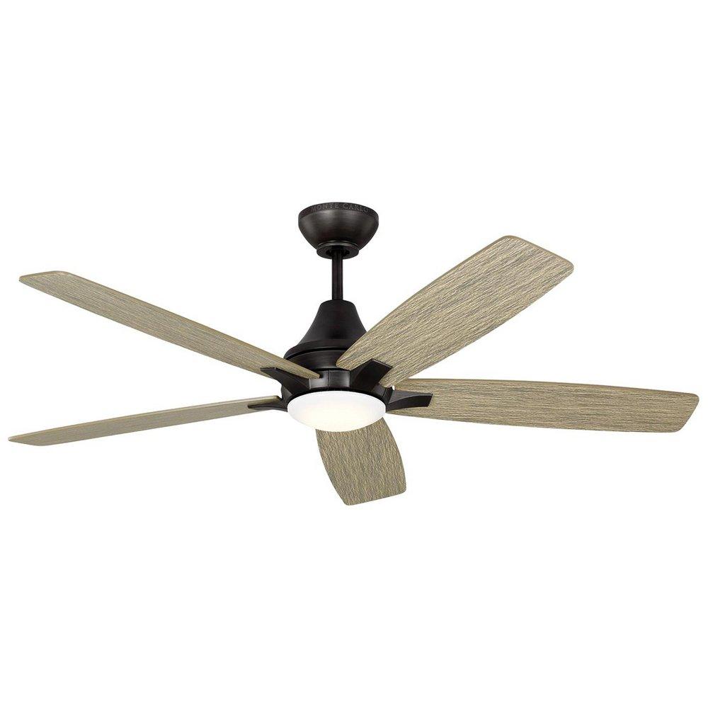LOWDEN 52 DIMMABLE INDOOR/OUTDOOR INTEGRATED LED AGED PEWTER CEILING FAN WITH LIGHT KIT REMOTE CONTROL AND REVERSIBLE MOTOR 