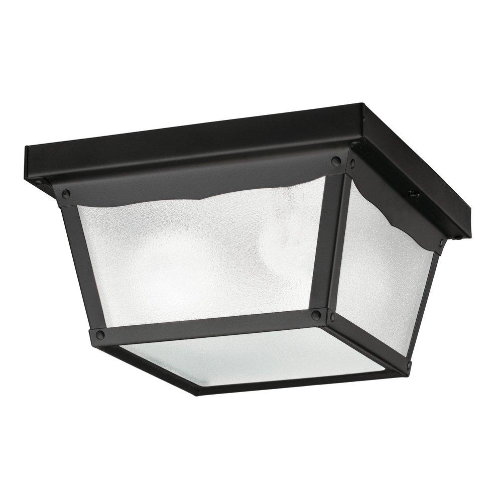 Kichler Lighting Black 5-1/4 x 9-1/4 in. 60 W 2-Light Medium Outdoor Semi-Flush Mount Ceiling Fixture 