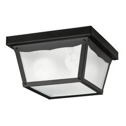 5-1/4 x 9-1/4 in. 60 W 2-Light Medium Outdoor Semi-Flush Mount Ceiling Fixture in Black
