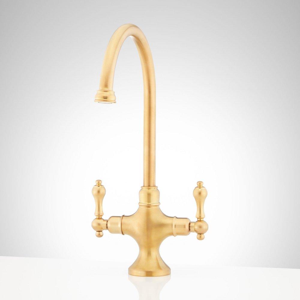 ISABEL SINGLE-HOLE GOOSENECK BAR FAUCET - BRUSHED GOLD 