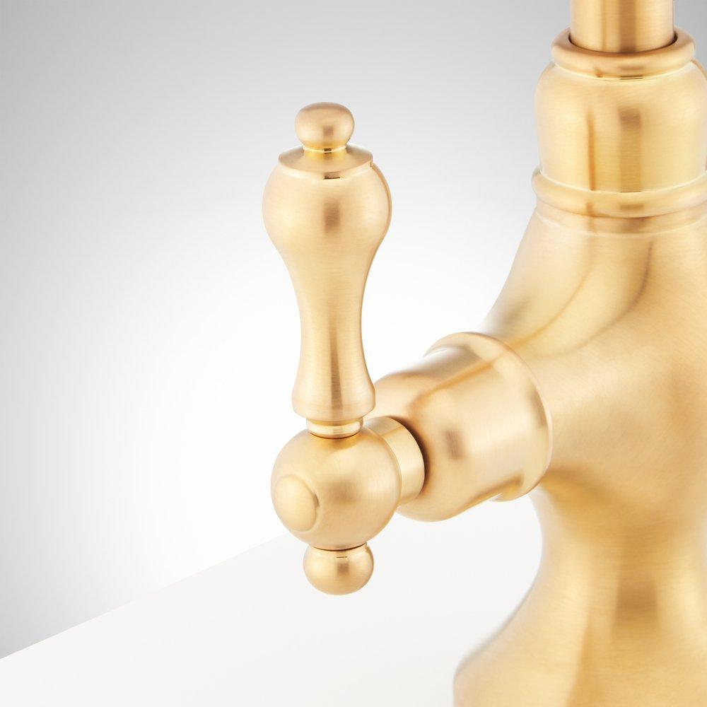 Signature Hardware Brushed Gold Two Handle Gooseneck Bar Faucet 