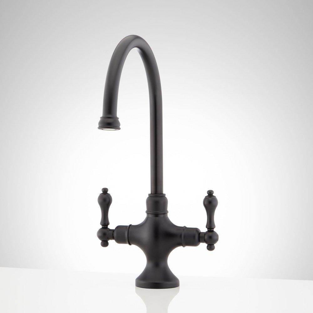 ISABEL SINGLE-HOLE GOOSENECK BAR FAUCET - MATTE BLACK 
