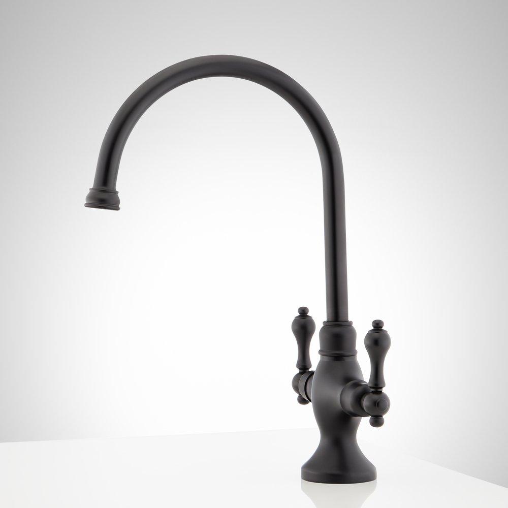 Signature Hardware Matte Black Two Handle Gooseneck Bar Faucet 