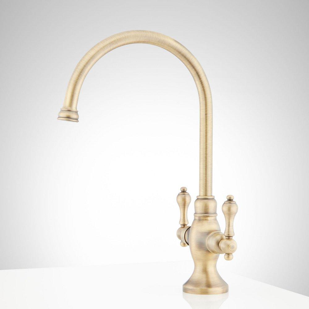ISABEL SINGLE-HOLE GOOSENECK BAR FAUCET - AGED BRASS 