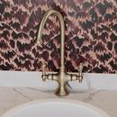 Signature Hardware Aged Brass Two Handle Gooseneck Bar Faucet 