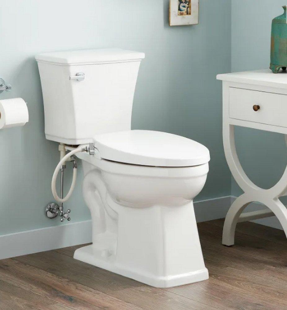 Signature Hardware White 1.28 gpf Elongated Floor Mount Two Piece Toilet 